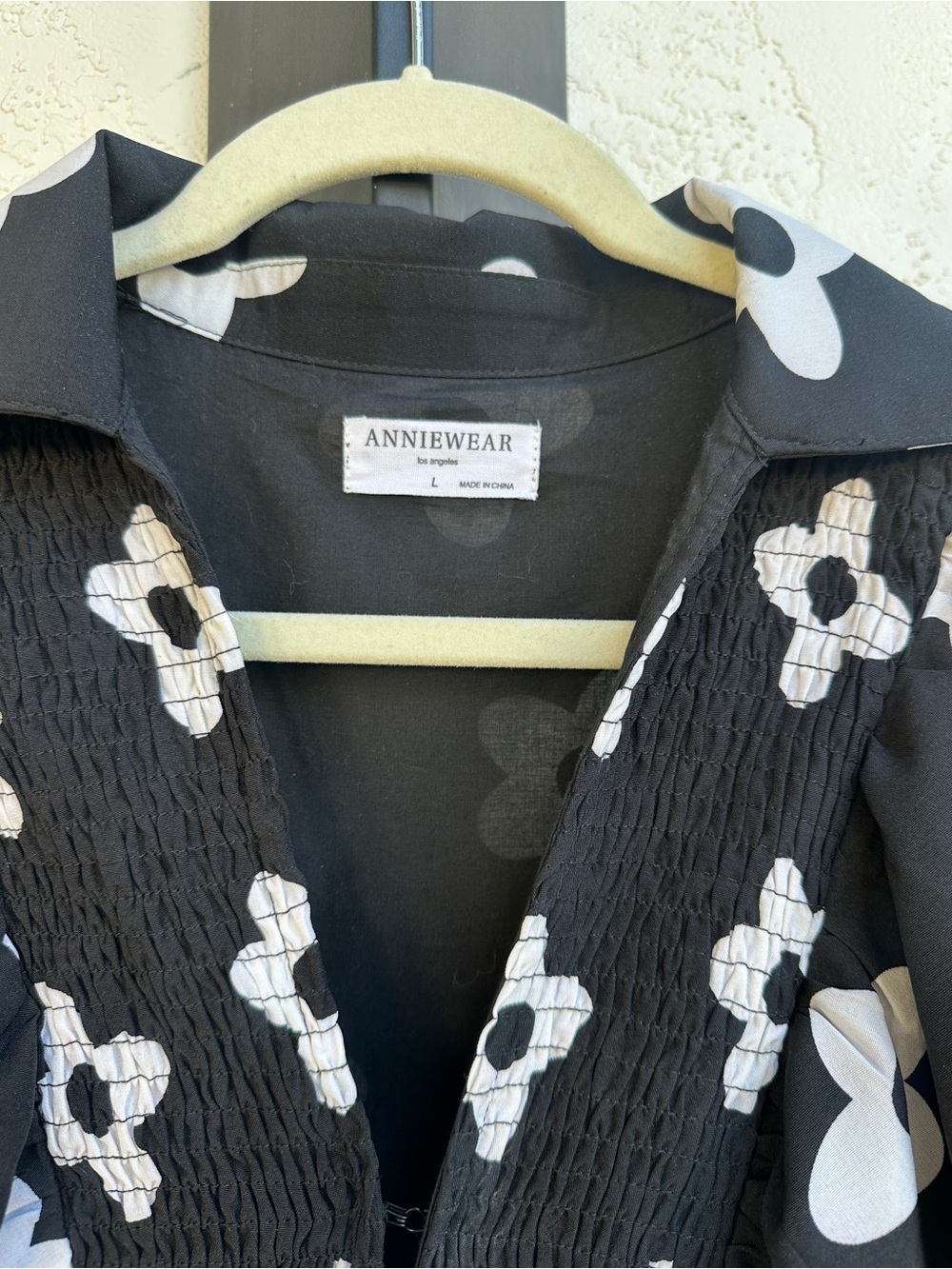 Anthropologie (Anniewear Los Angeles) Black Dress with White Floral Pattern, L - Picture 6 of 8